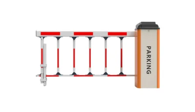 Barrier tự động IDS-230 lắp đặt tại cổng khu công nghiệp với tay cần thẳng dài 4 mét.