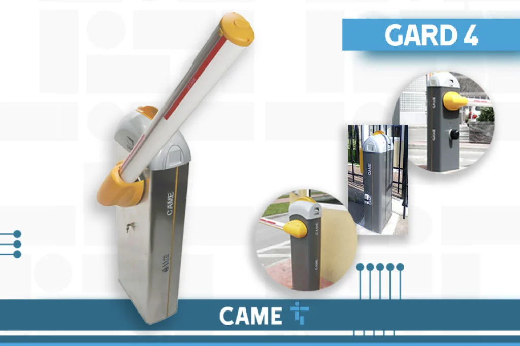 Barrier tự động Came Gard4 với thiết kế hiện đại, tay cần 4 mét, vận hành êm ái, phù hợp kiểm soát ra vào khu đô thị, nhà máy, chung cư