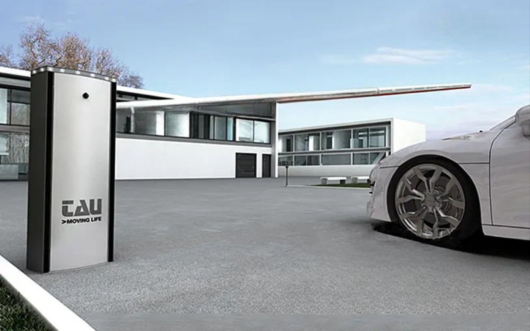 Cận cảnh motor barrier TAU P-800RBLO-X sử dụng động cơ 24V DC không chổi than, vỏ thép sơn tĩnh điện chống gỉ.