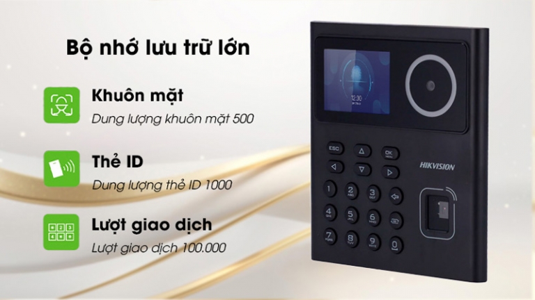 Máy chấm công Hikvision DS-K1T320MFWX tích hợp nhận diện khuôn mặt, vân tay, thẻ từ chính xác.