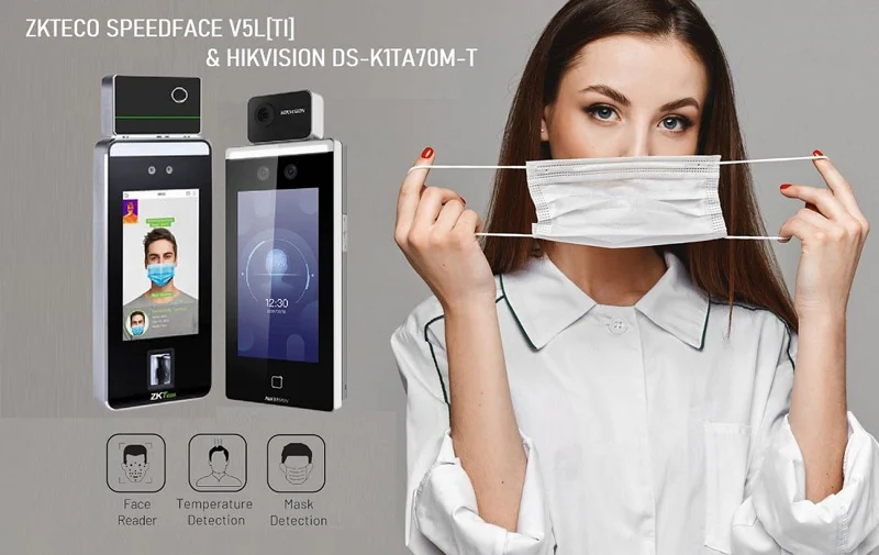 Máy chấm công đo thân nhiệt HIKVISION DS-K1TA70MI-T lắp đặt tại văn phòng 