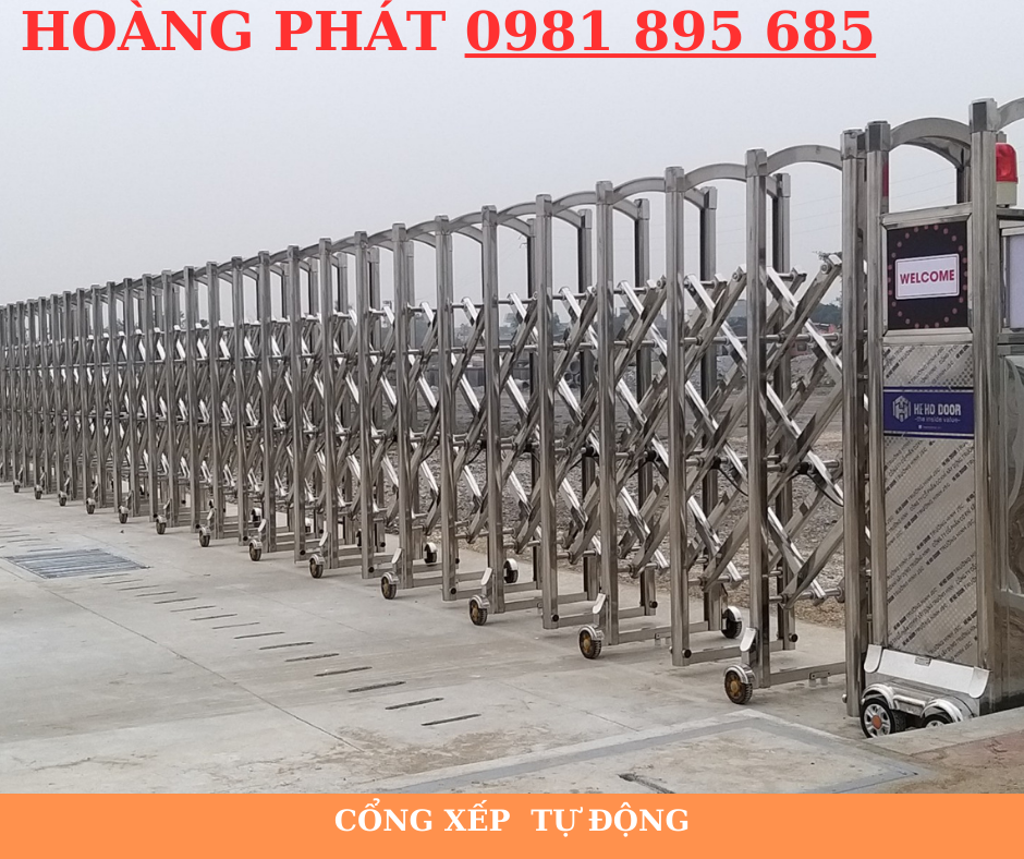 Cổng xếp tự động lắp đặt tại lối ra vào cơ quan