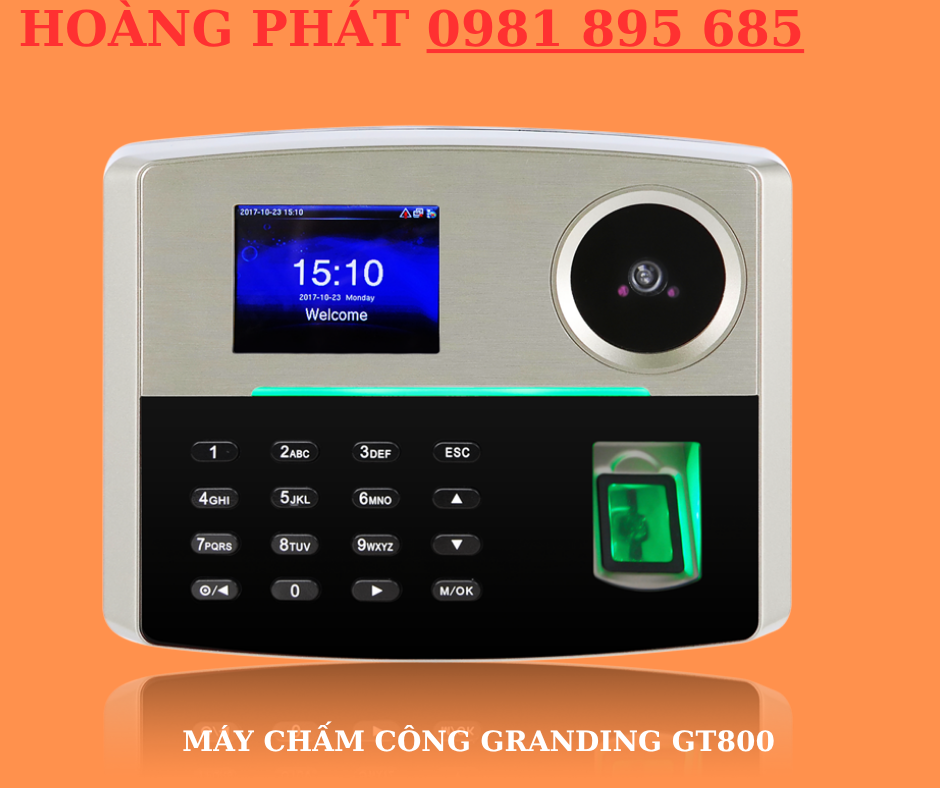 Máy chấm công Granding GT800 là thiết bị chấm công nhận diện khuôn mặt hiện đại, tích hợp thêm tính năng vân tay và thẻ từ, giúp doanh nghiệp kiểm soát thời gian làm việc của nhân viên một cách chính xác và hiệu quả. Với khả năng nhận diện nhanh, lưu trữ dữ liệu lớn và giao diện dễ sử dụng