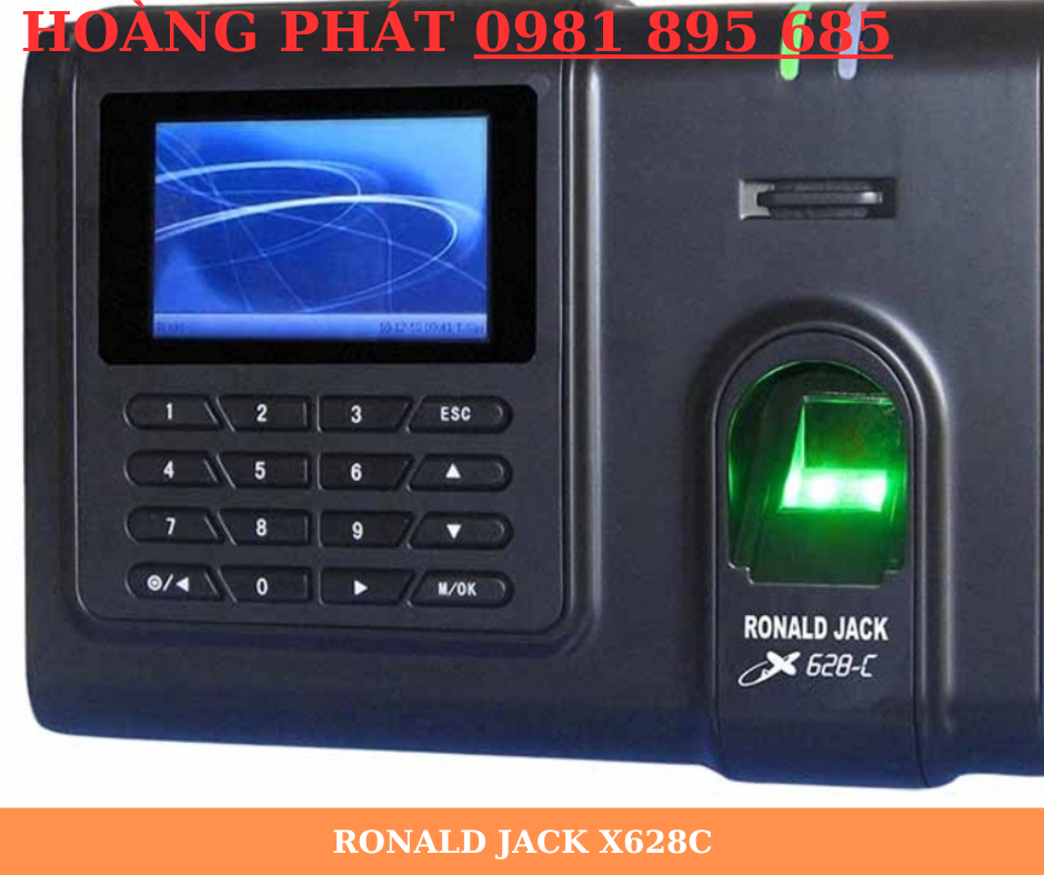 Máy chấm công Ronald Jack X628C sử dụng vân tay và thẻ từ 