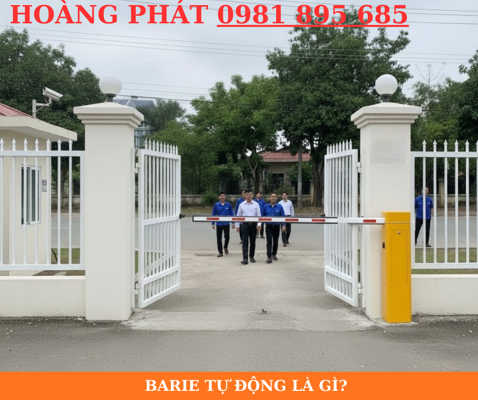 Hình barie tự động tại cổng ra vào khu công nghiệp