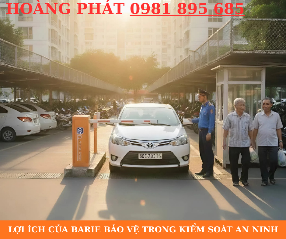 Barie tự động hỗ trợ kiểm soát phương tiện ra vào.