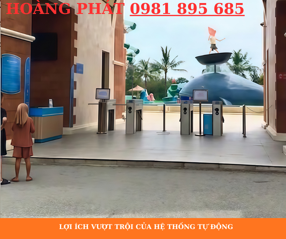 Cổng flap barrier lắp đặt tại khu vui chơi