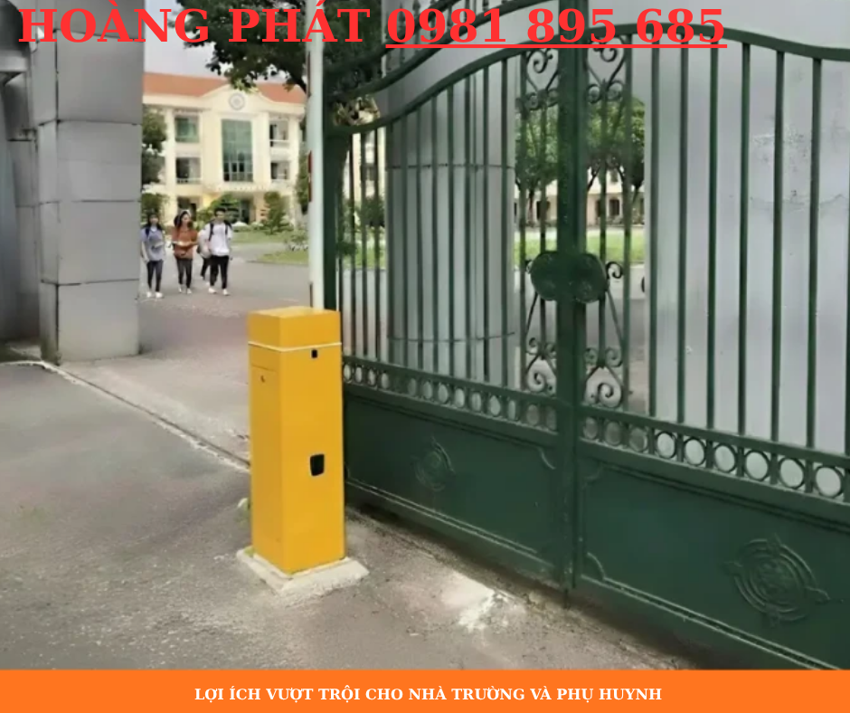 Barie tự động kiểm soát xe học sinh ra vào cổng trường