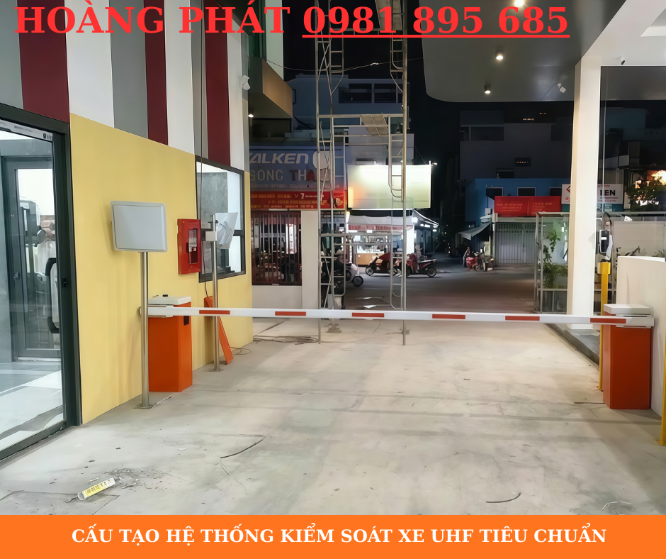 Barie tự động kết hợp đầu đọc thẻ UHF kiểm soát xe ra vào