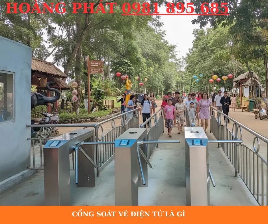 Cổng soát vé điện tử lắp đặt tại khu du lịch hiện đại
