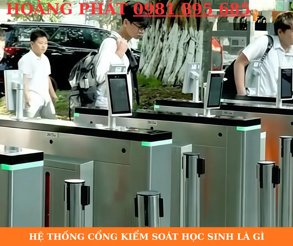 cổng kiểm soát học sinh ra vào trường học hiện đại