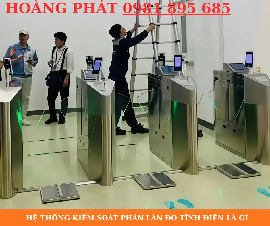 Cổng kiểm soát phân làn tích hợp đo tĩnh điện tại khu vực nhà máy