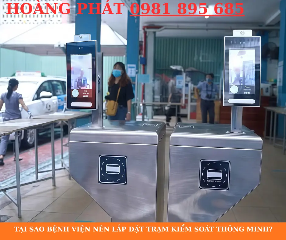 Hệ thống đo thân nhiệt AI tự động tại cổng bệnh viện