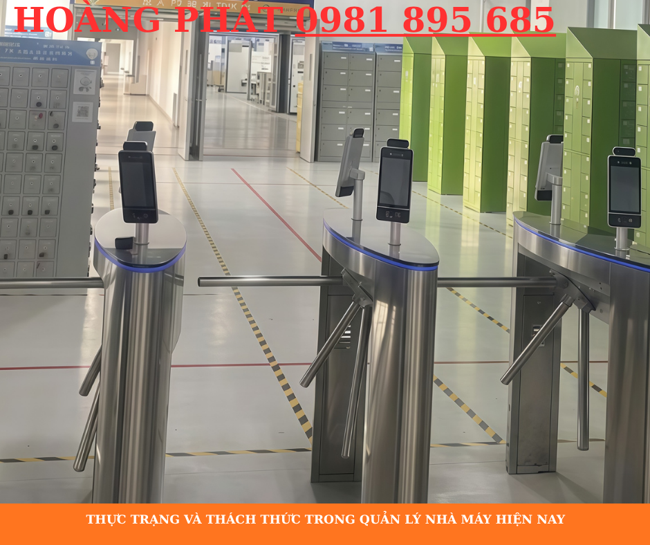 Hệ thống cổng từ an ninh và chấm công tự động trong nhà máy