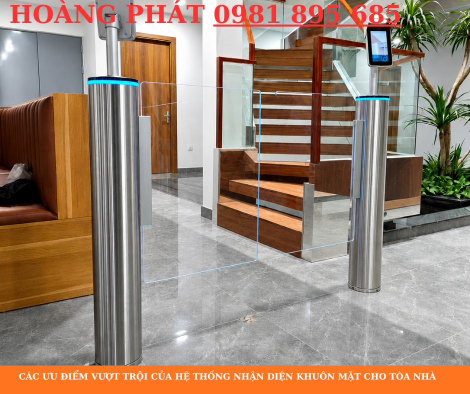 Hệ thống kiểm soát cửa ra vào tích hợp nhận diện khuôn mặt tại tòa nhà văn phòng