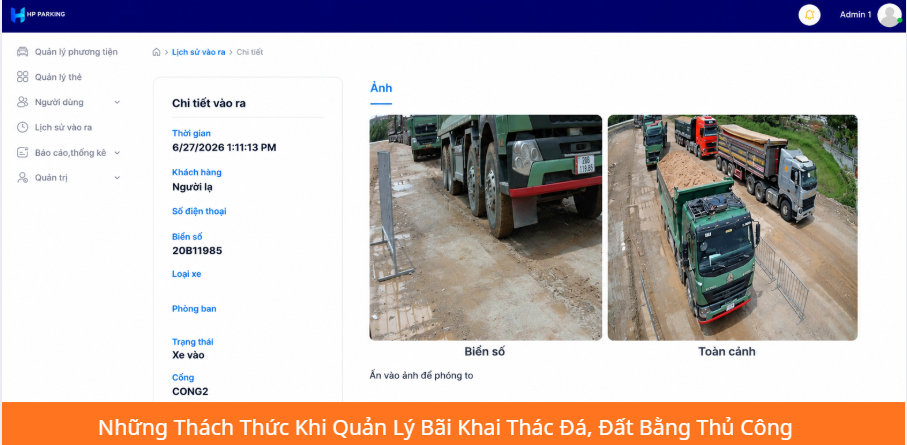 Hệ thống đếm xe tự động tại bãi khai thác đá hoạt động 24/7