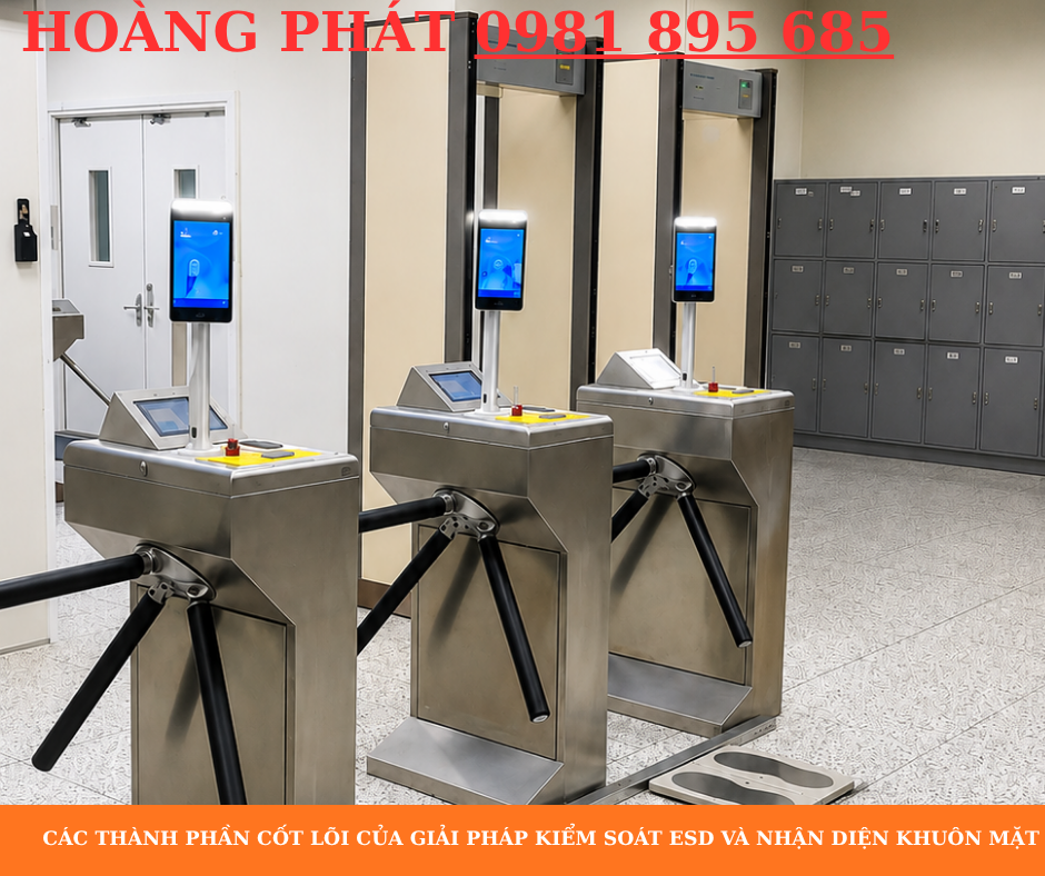 Giải pháp kiểm soát ra vào bằng nhận diện khuôn mặt kết hợp đo tĩnh điện ESD.