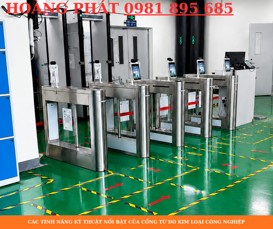 Thiết bị cổng từ dò kim loại công nghiệp ứng dụng trong nhà máy, khu công nghiệp và kho xưởng để kiểm soát an ninh.