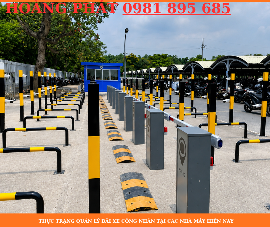Bãi xe công nhân nhà máy tích hợp hệ thống kiểm soát phương tiện