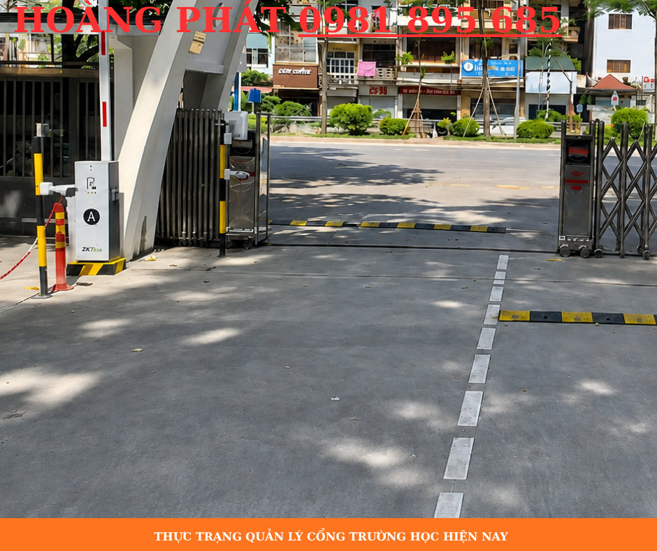Cổng ra vào trường học tự động sử dụng barrier kiểm soát xe