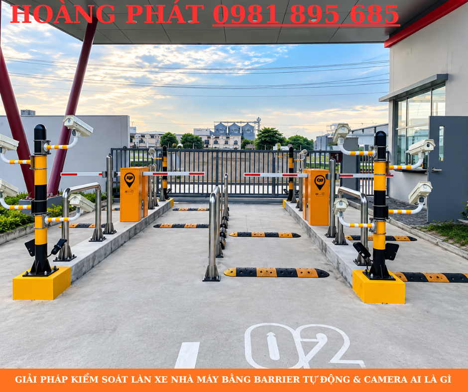Hệ thống barrier tự động kiểm soát xe ra vào nhà máy bằng camera AI