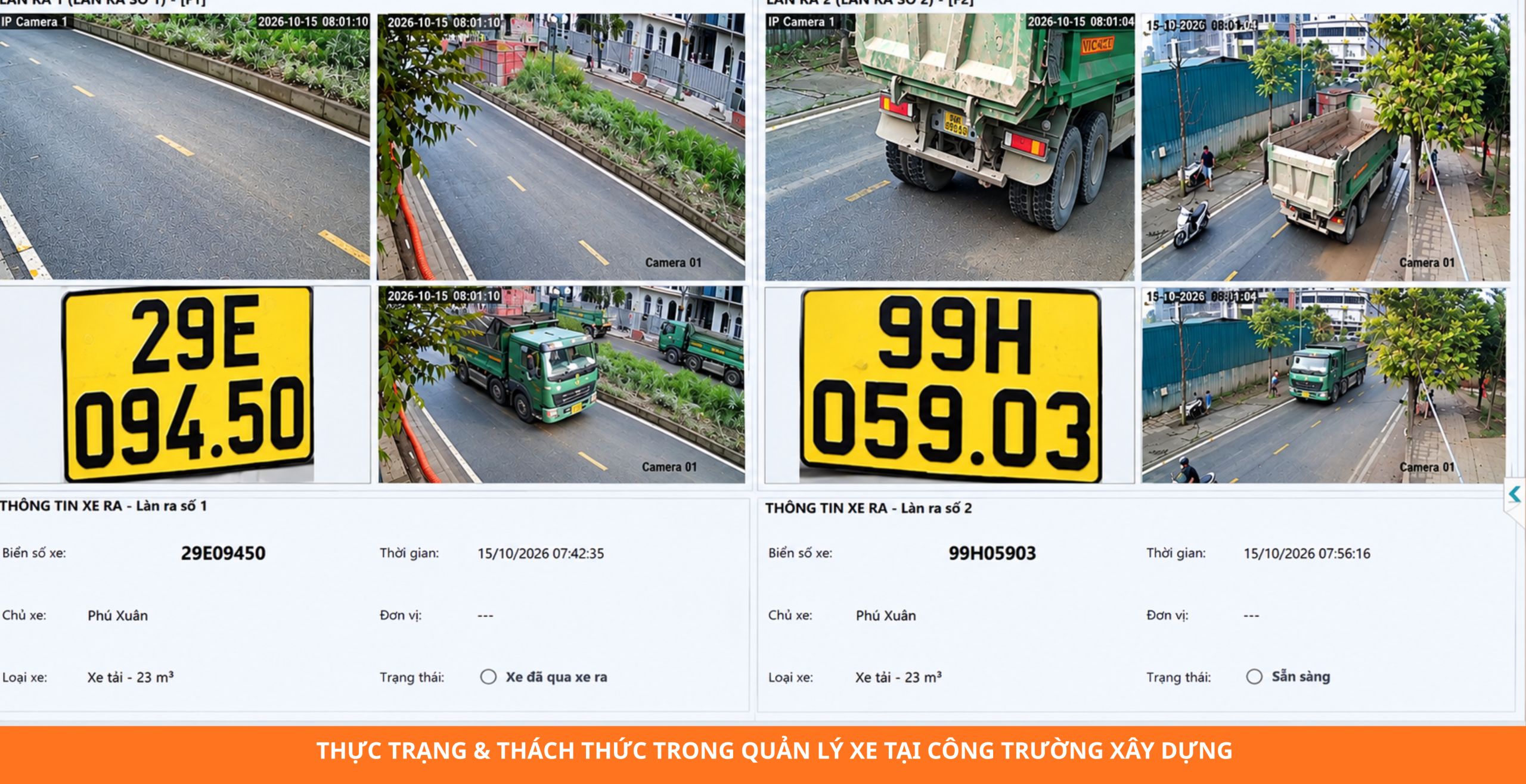Hệ thống kiểm soát phương tiện ra vào công trường xây dựng.